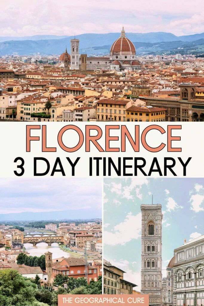 Pinterest pin graphic for 3 days in Florence showing landmarks in the city