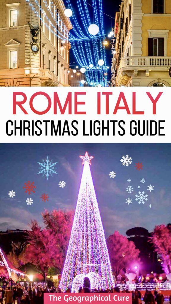 Pinterest pin graphic for where to find Christmas lights in Rome