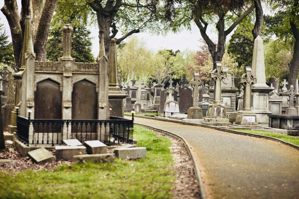 path winding through Glasnevin with graves