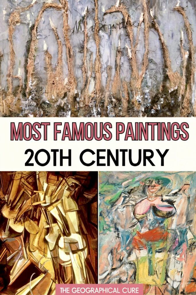 Pinterest pin graphic showing iconic paintings from the 20th century