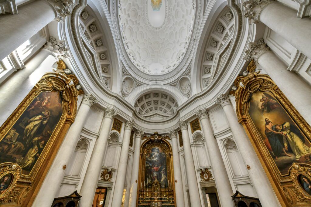interior and ceiling of the church