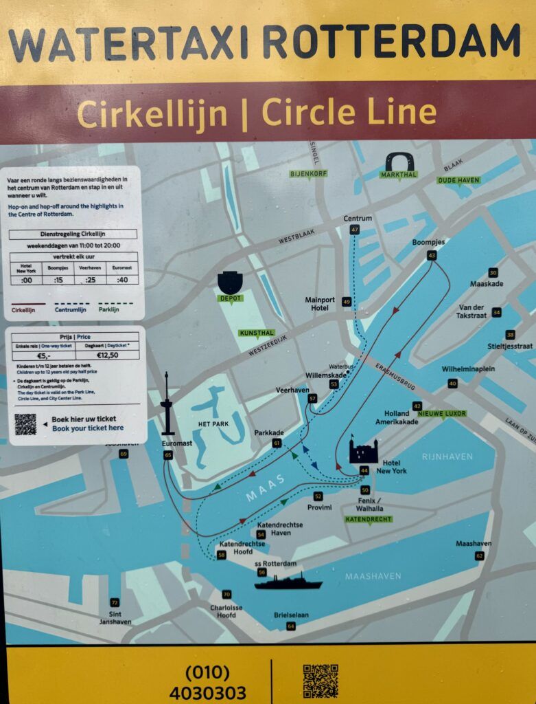 sign about water taxis fares and routes