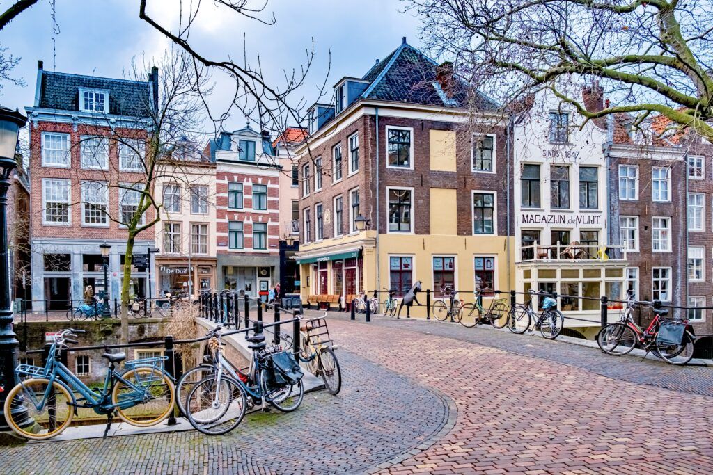 beautiful houses and street in Utrecht