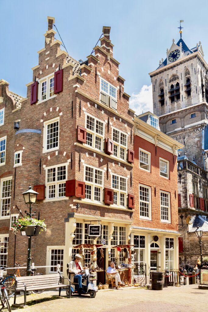 beautiful building in Delft housing an antique shop