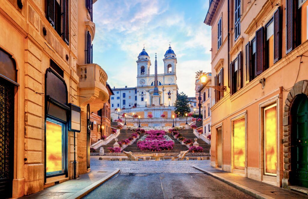 view of the Spanish Steps from Via Condotti
