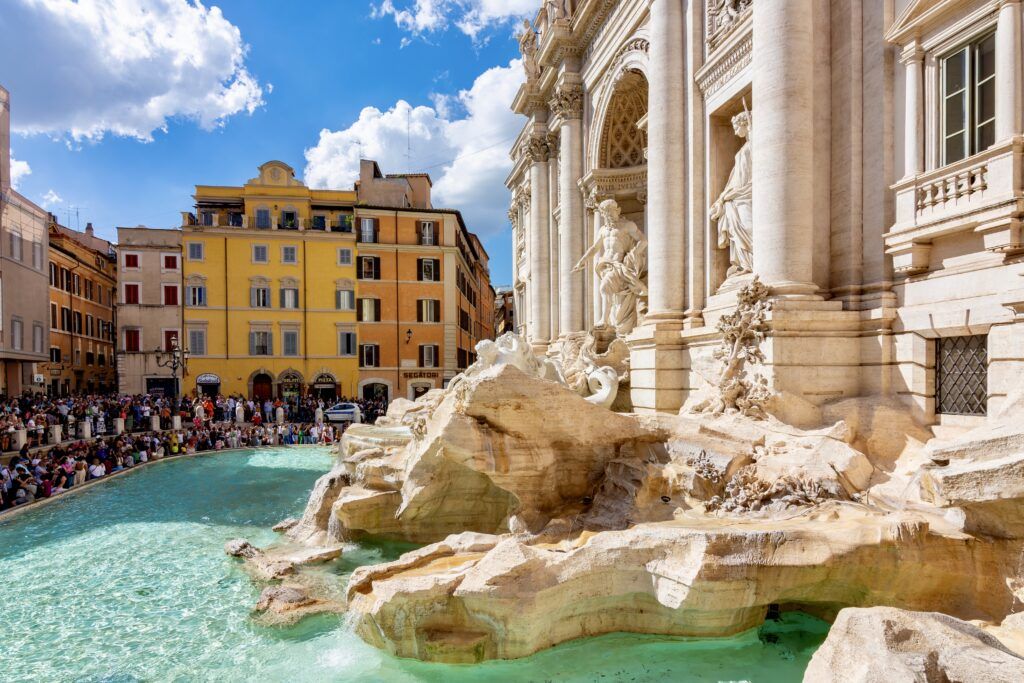 side view of the Trevi Fountain