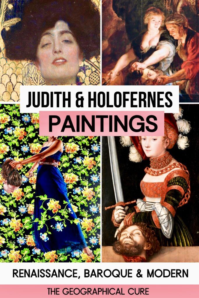 Pinterest pin graphic for guide to famous Judith and Holofernes paintings