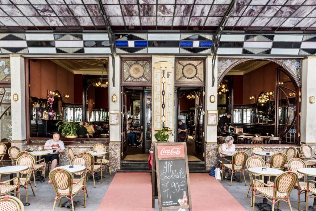 Art Nouveau facade of Le Falstaff