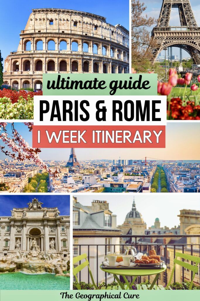 Pinterest pin graphic for Rome and Paris itinerary
