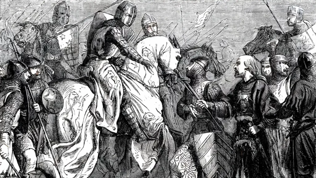 engraving of the end of hte Battle of Lewes