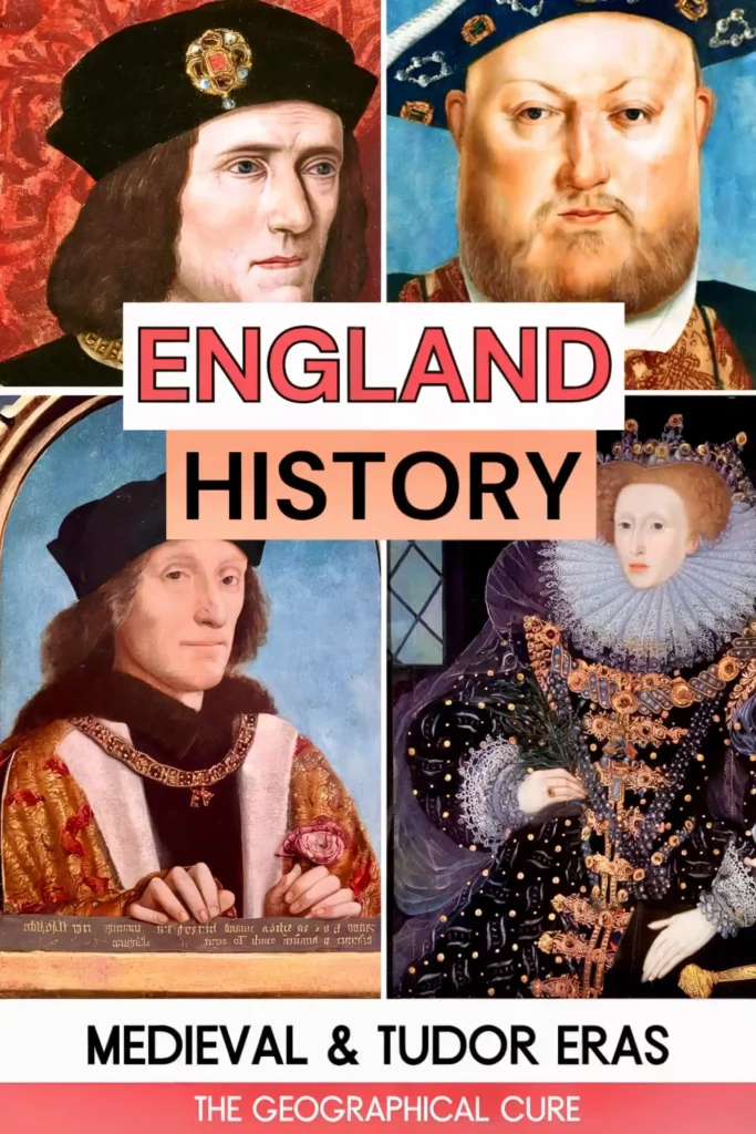 Pinterest pin graphic for a mini history of the Medieval and Tudor eras of England