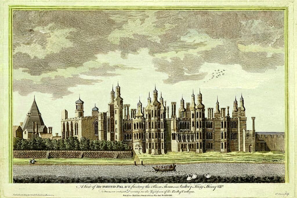1765 drawing of Richmond Palace via Wikipedia