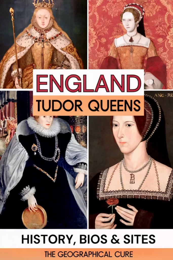 Pinterest pin graphic for guide to the Tudor queens