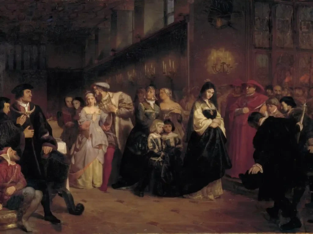 painting of Anne at court
