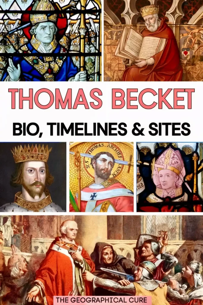 Pinterest pin graphic for guide to the life and sites of Thomas Becket