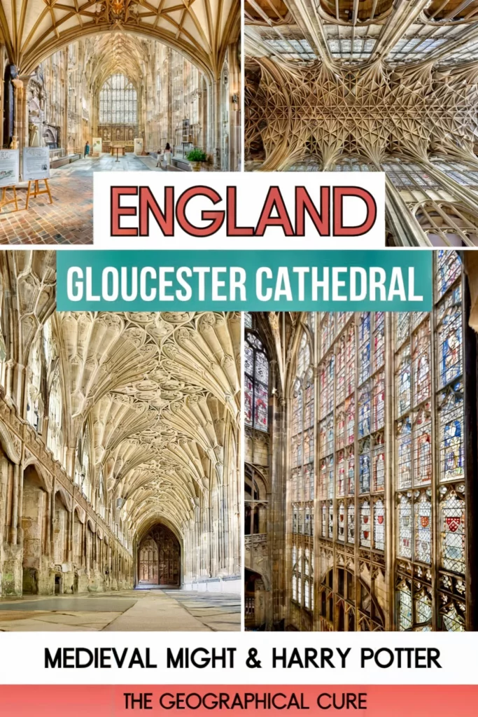 Pinterest pin graphic for guide to Gloucester Cathedral