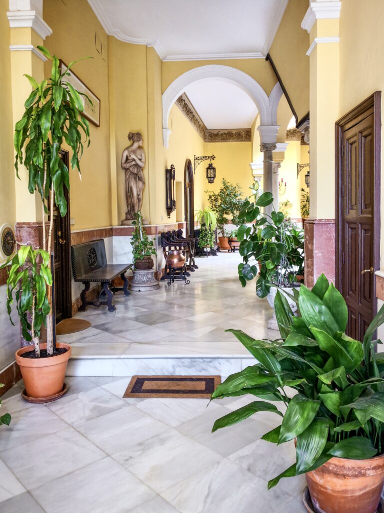 traditional courtyard in a manor house in Barrio Santa Cruz)