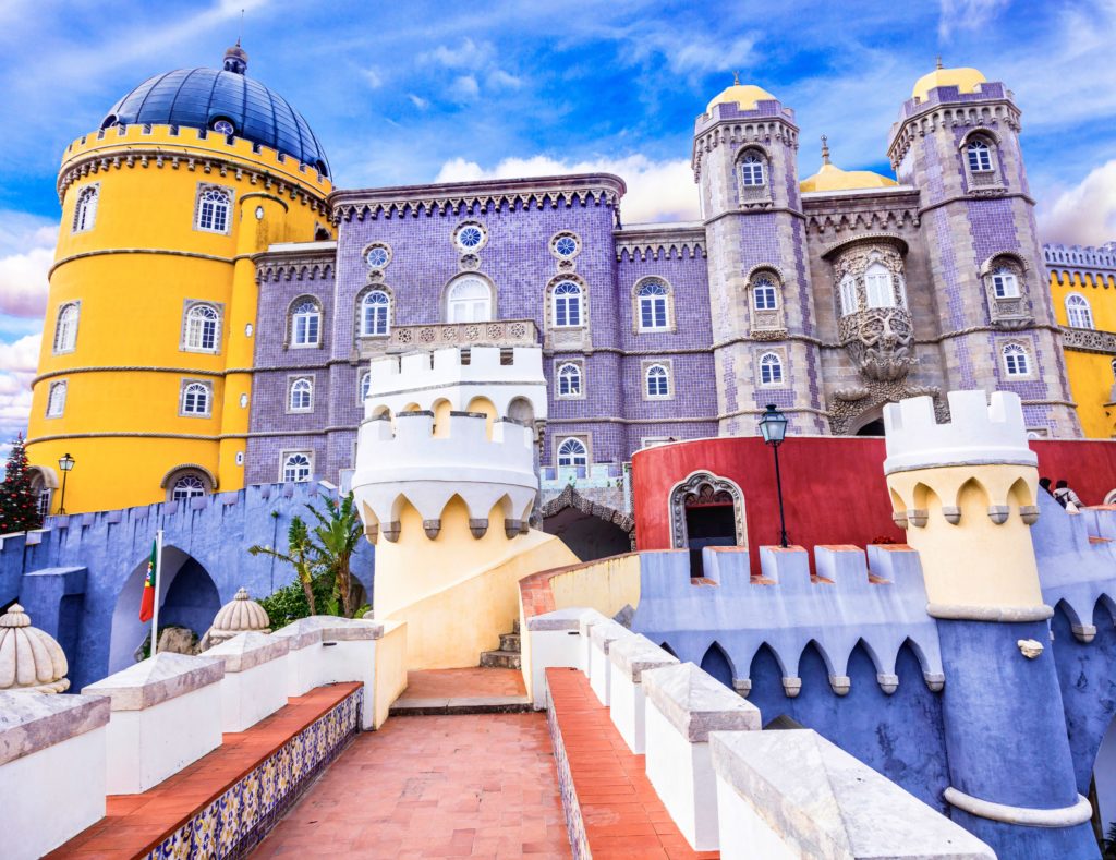 blue tiled facades of Pena Palace 