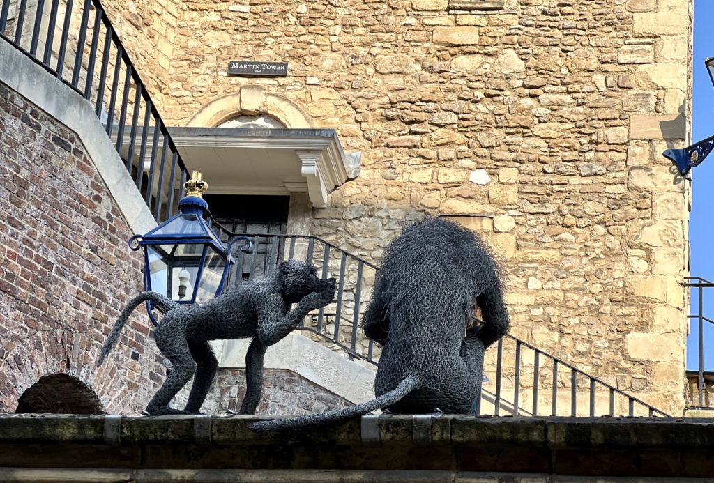 monkey sculptures on the walls of the Tower of London