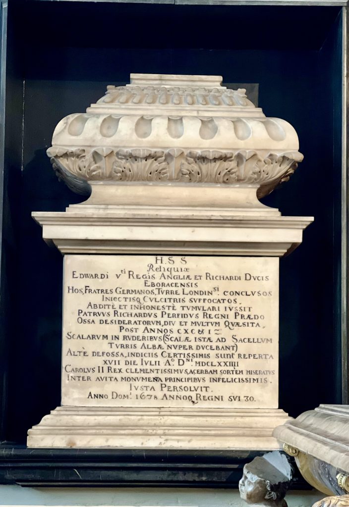 urn with the supposed prince sons of Edward IV