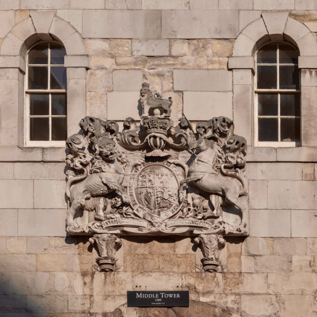 carving of the Royal Crest on the Middle Tower 