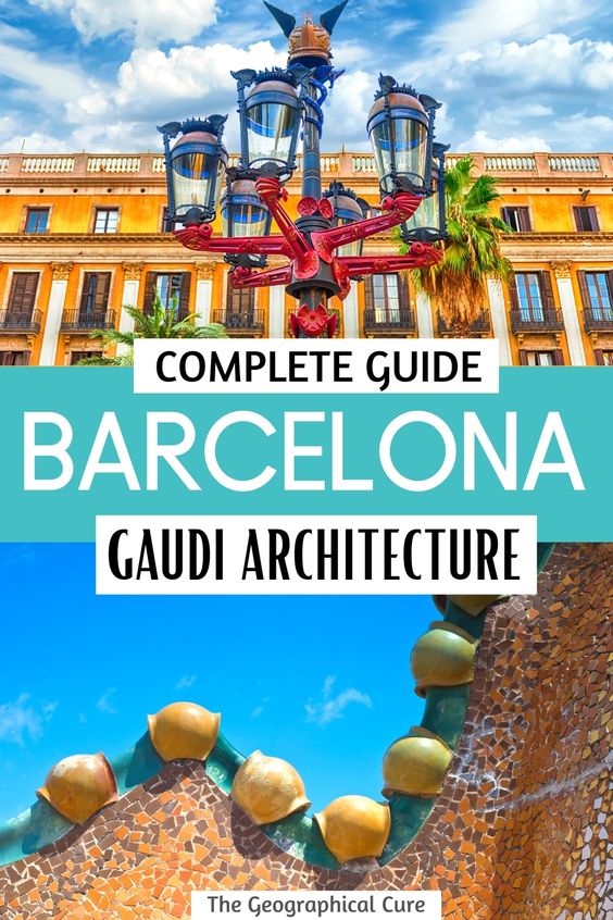 Pinterest pin for Gaudi architecture in Barcelona