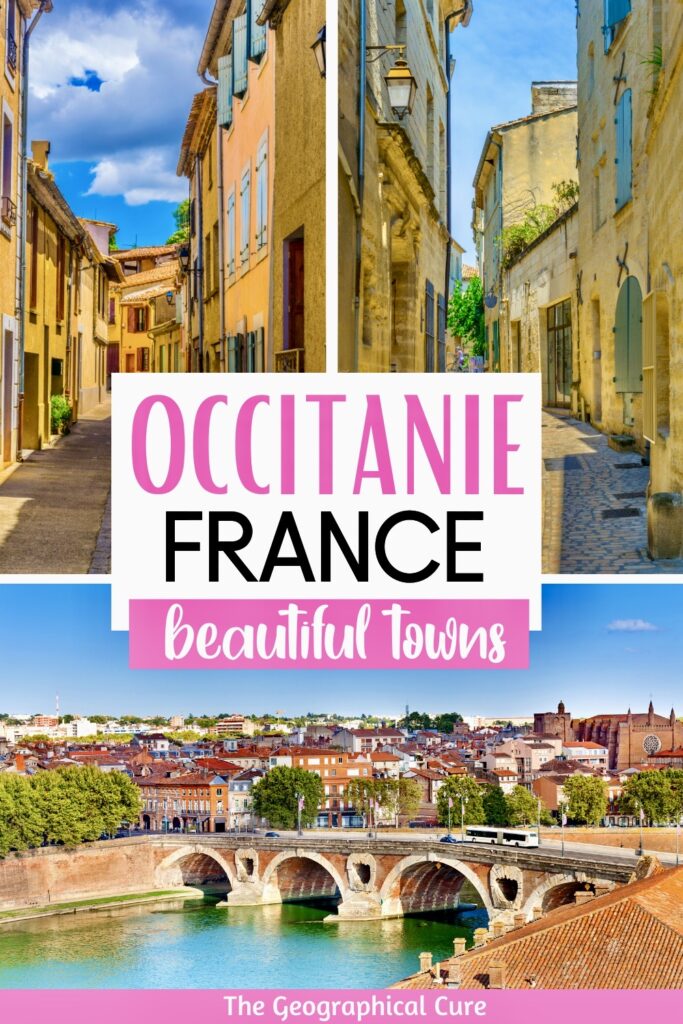 Pinterest pin for beautiful towns in Occitanie