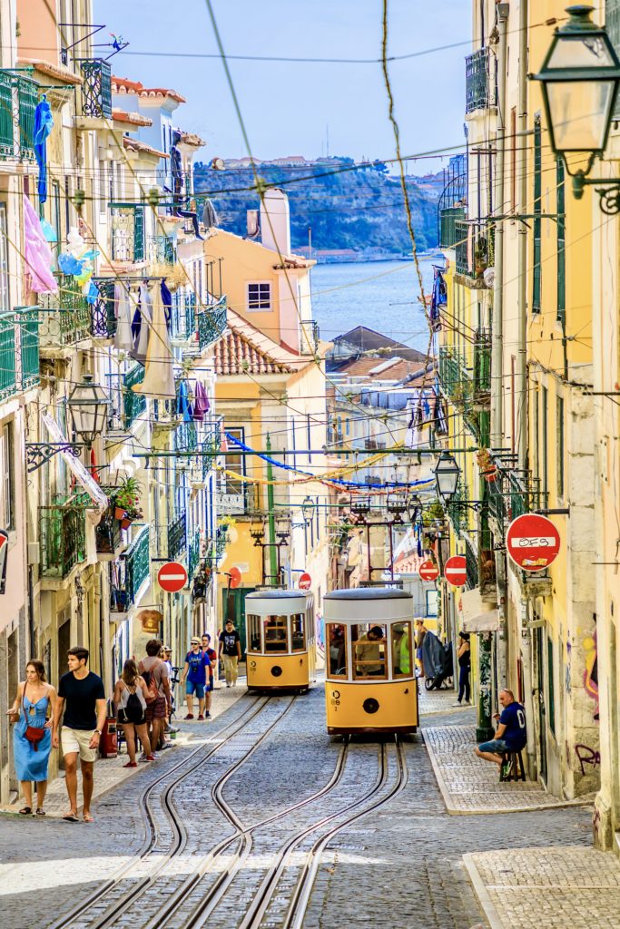 Bica Funicular in the Chiado neighborhood of Lisbon