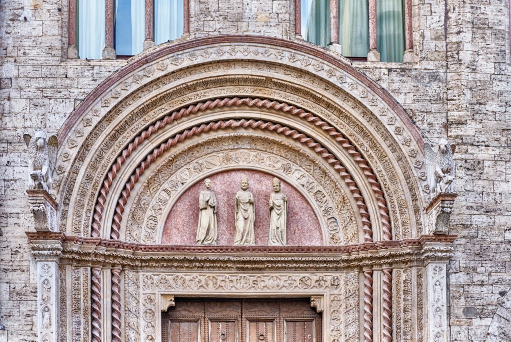 beautiful main door of the Umbria National Gallery, one of the best museums in Italy