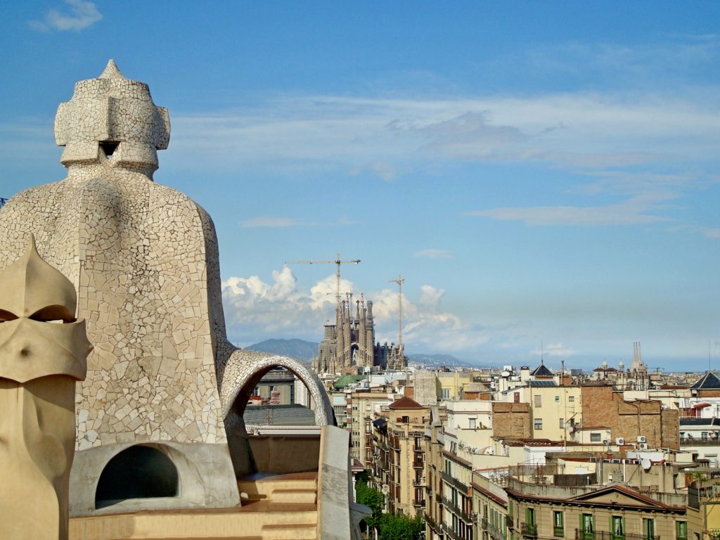 view of Barcelona from the Casa Mila rooftop
