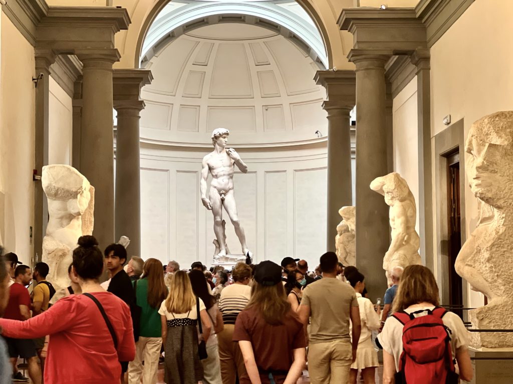 crowds admiring Michelangelo's David