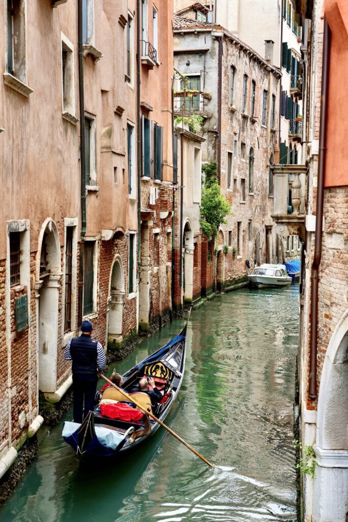 gondola in a canal in Venice