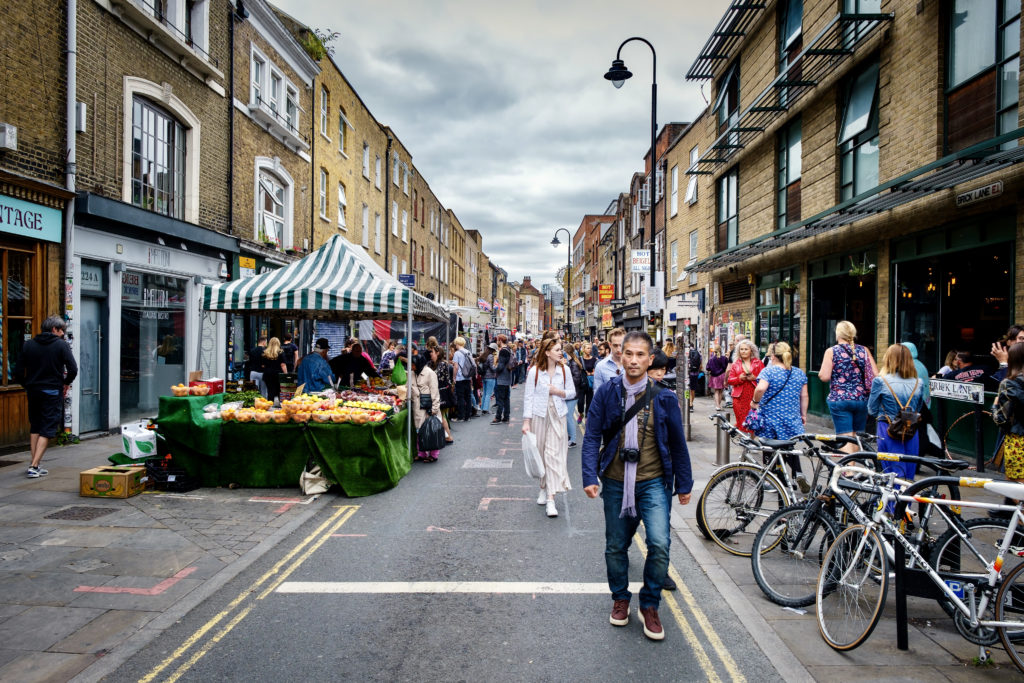 Brick Lane street market in East London