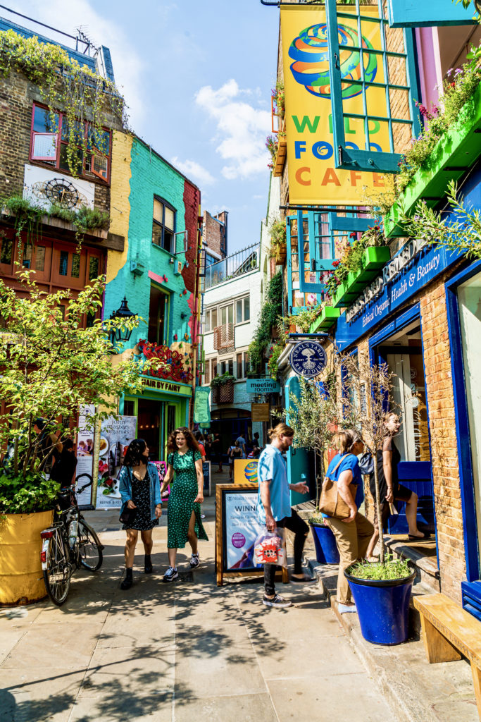 colorful buildings in Neals Yard, a passage near Covent Garden 