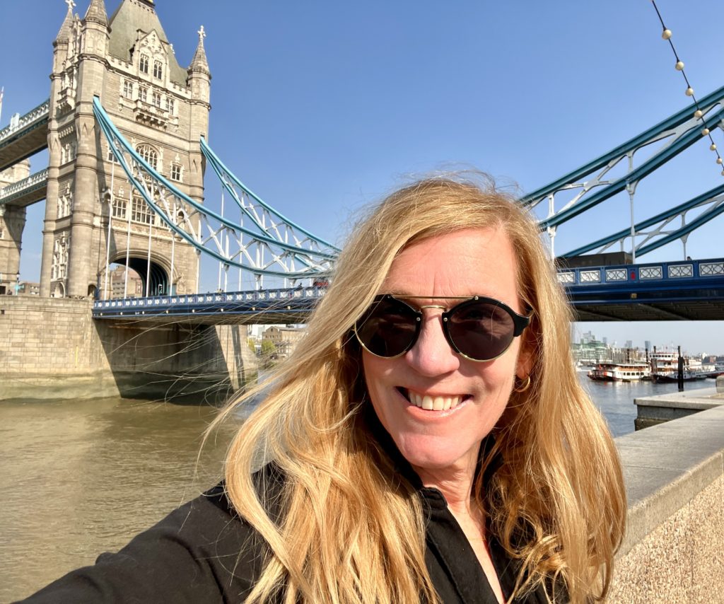 about to walk over the top level of the Tower Bridge