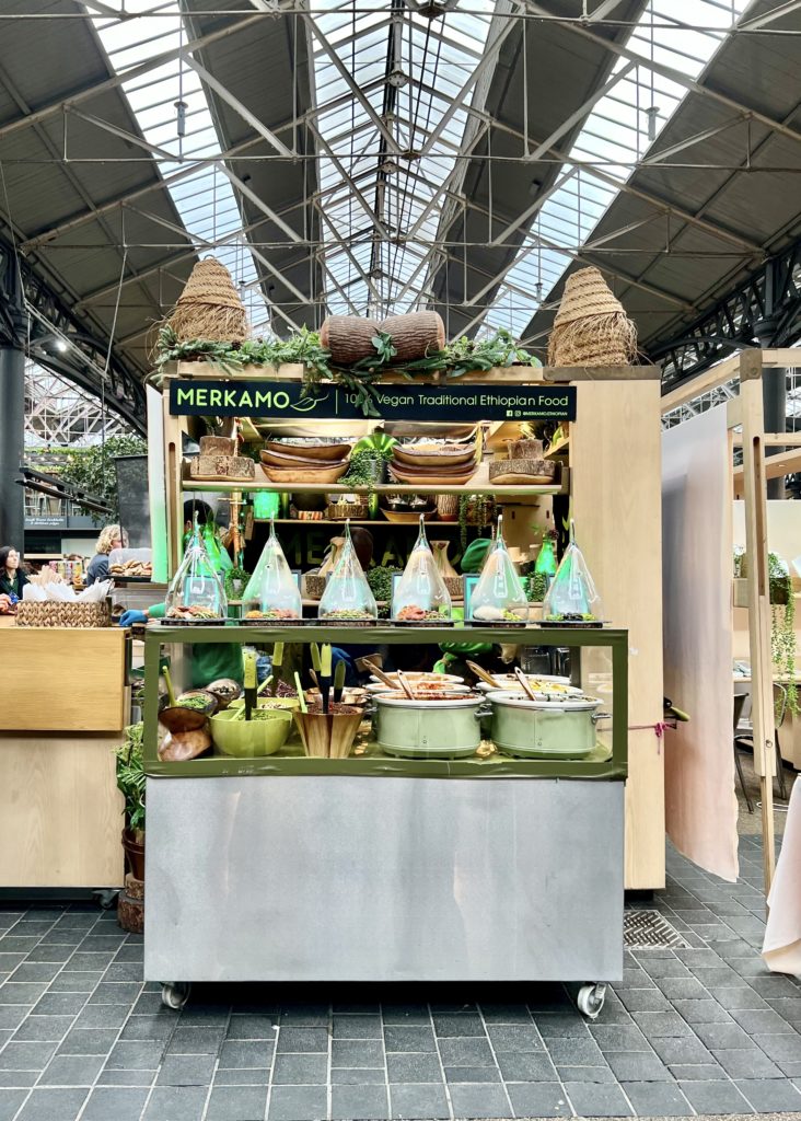 food stall in Spitalfields Market in Shoreditch