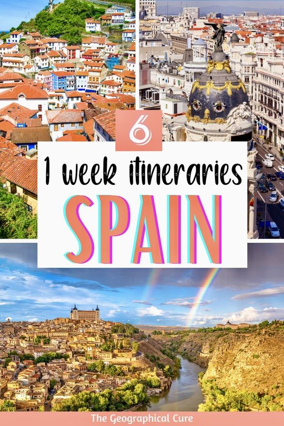 Pinterest pin for one week itineraries for Spain