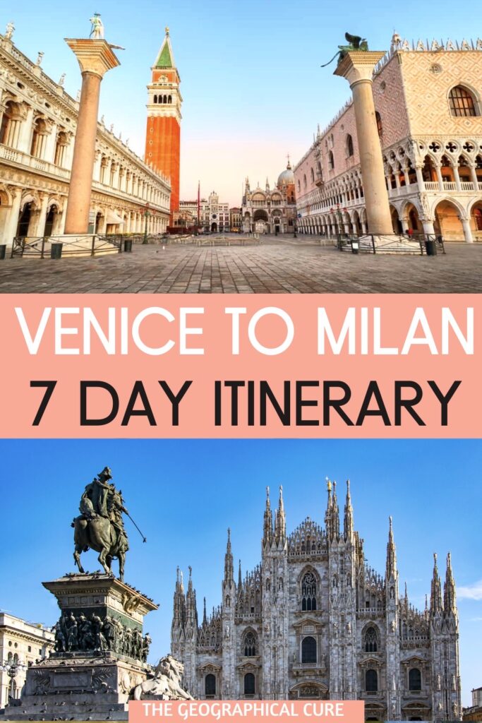 Pinterest pin for 7 day road trip from Venice to Milan