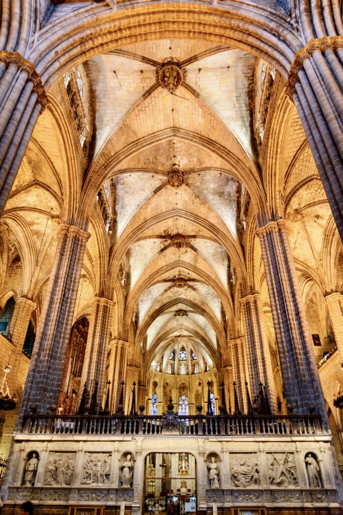 Gothic arches in Barcelona Cathedral