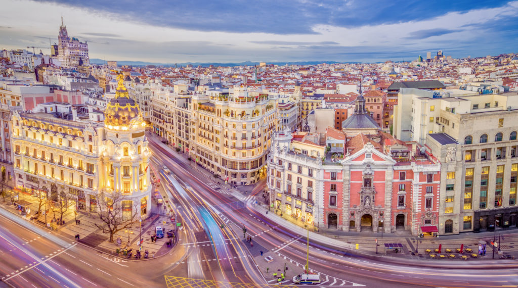 the Gran Via, the most famous street in Madrid