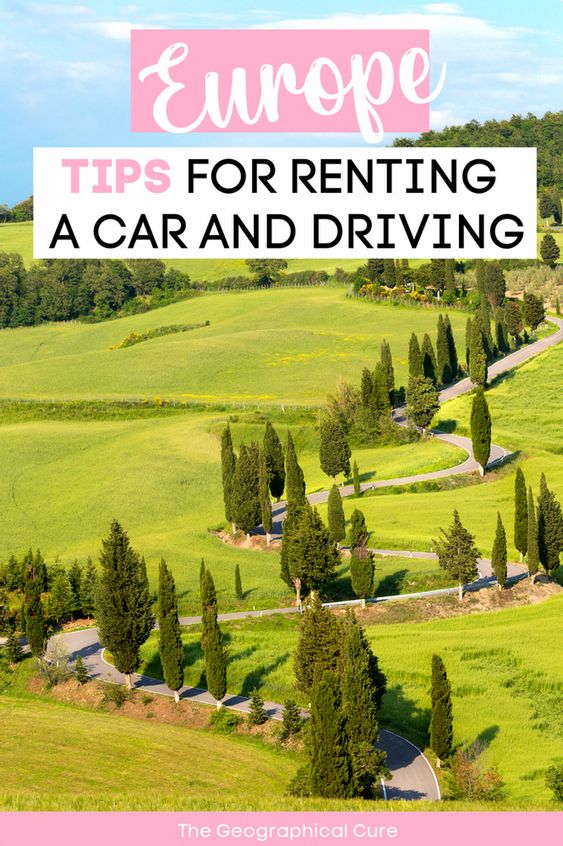 Pinterest pin for tips for renting a car and driving in in Europe