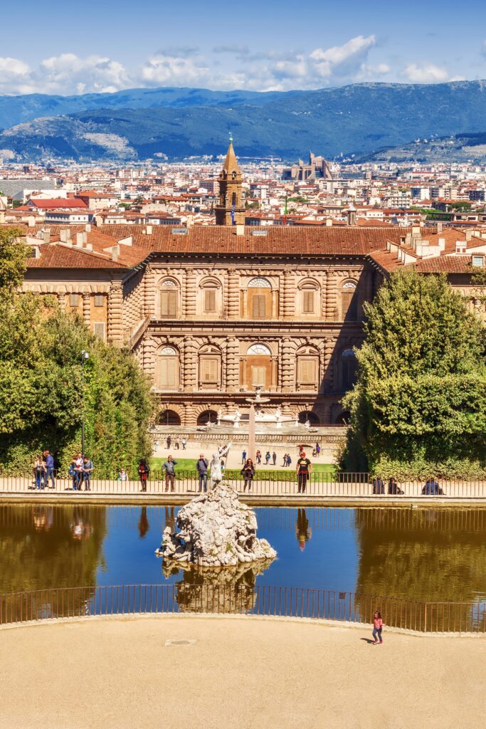 view of the Pitti Palace from the Boboli Gardens