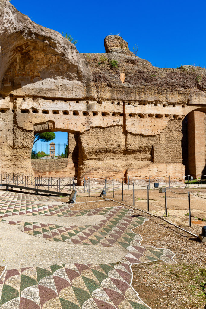 ruins of the Baths of Caracalla with mosaic flooring
