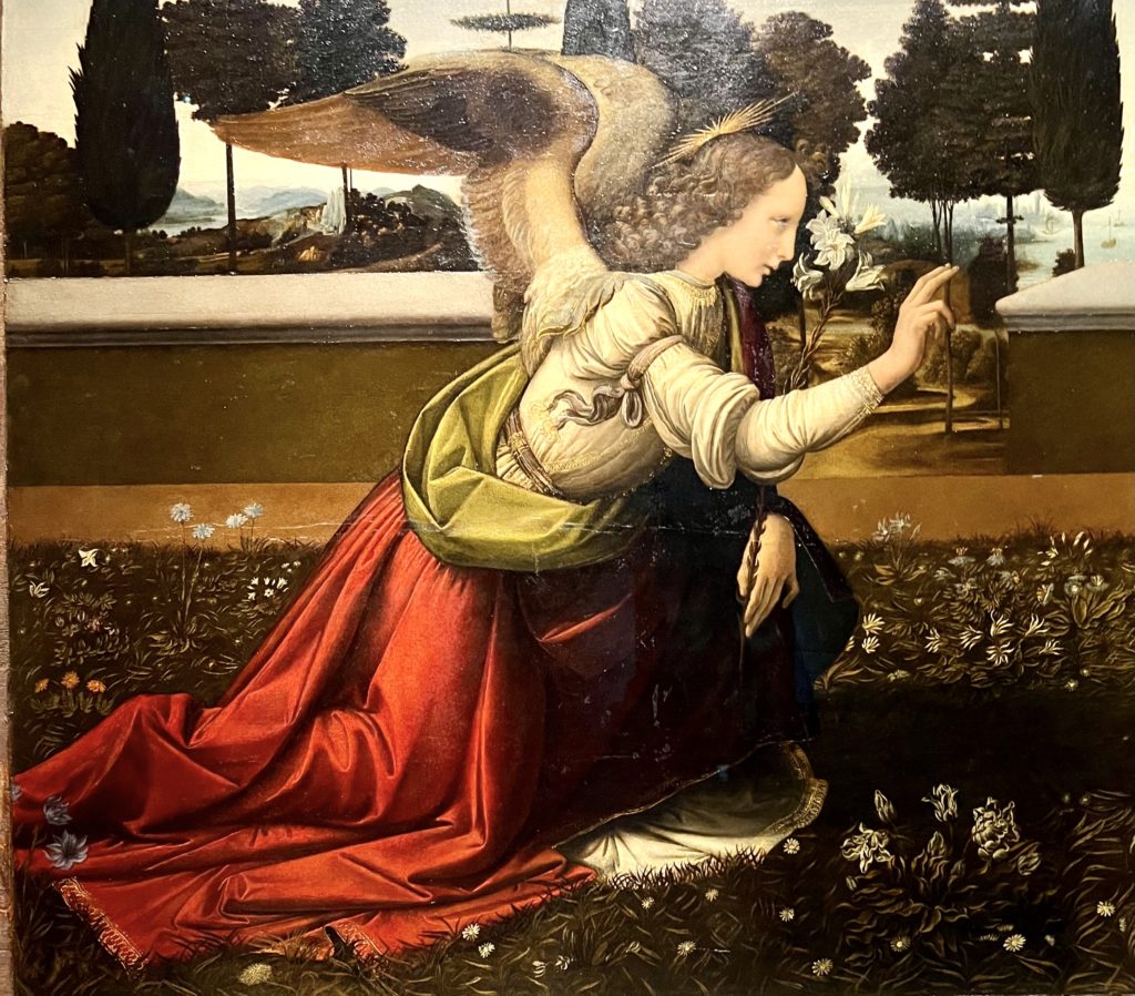 detail of the angel Gabriel in the Annunciation