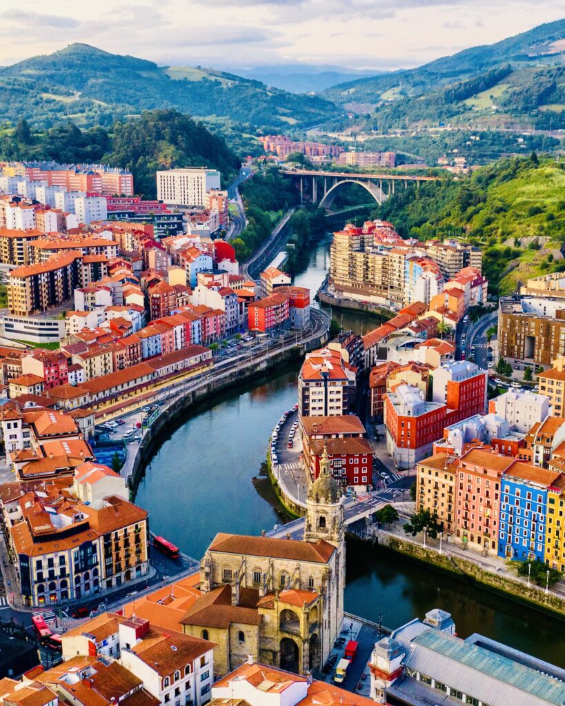 aerial view of the cityscape of Bilbao