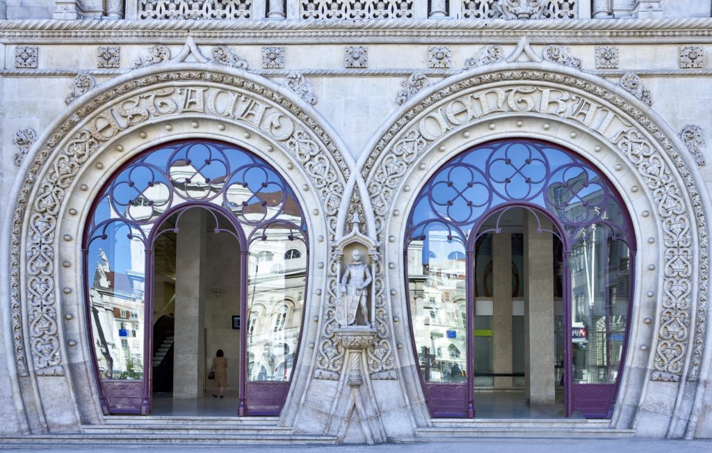 entrance of Rossio Train Station in Lisbon