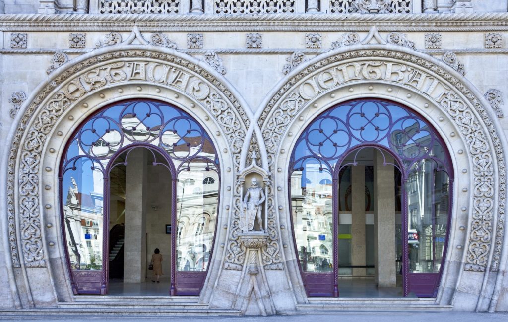 portugal places to visit in lisbon entrance of Rossio Train Station in Lisbon