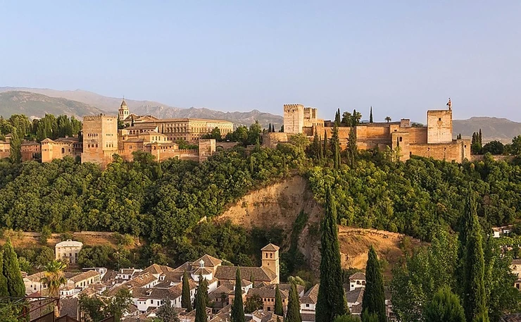 the hilltop setting of the Alhambra in Granada Spain