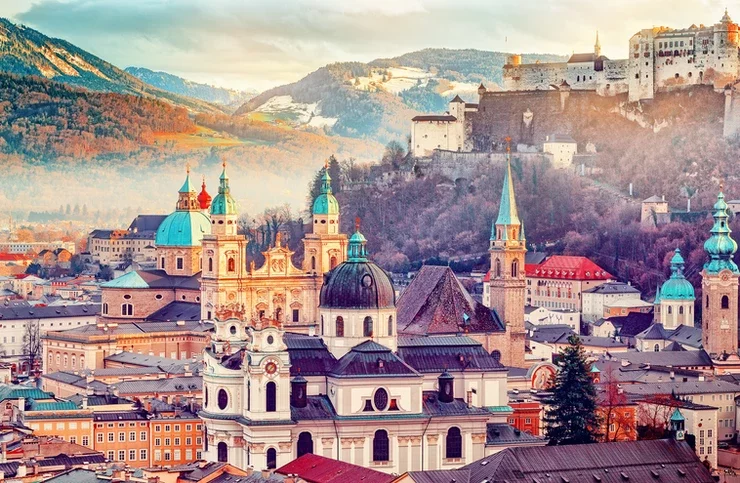 skyline of the UNESCO-listed city of Salzburg Austria