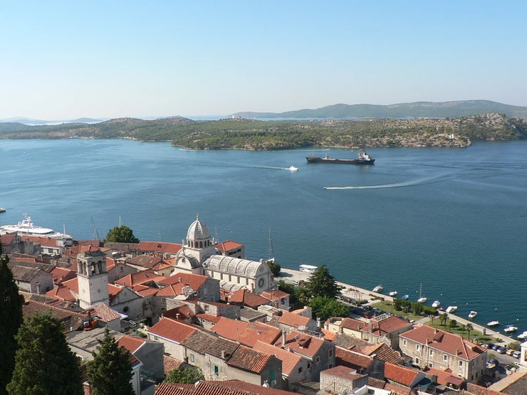 the dome of St. James' Cathedral on the Sibenik cityscape